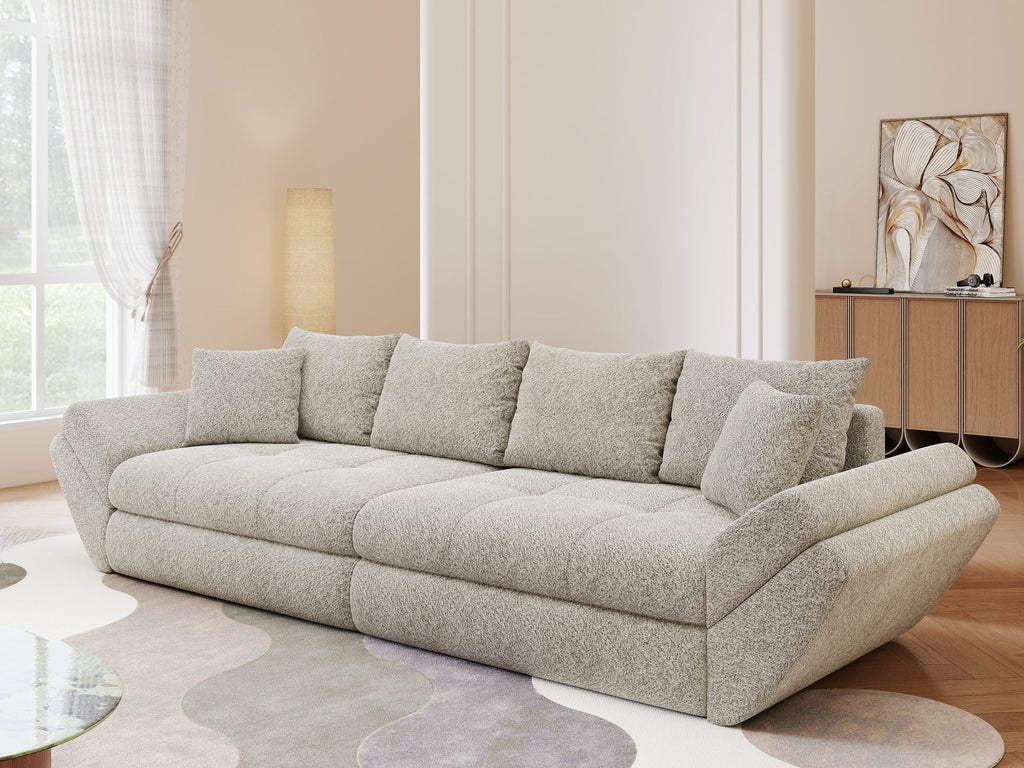 Canapea extensibilă dumonde cu ladă de depozitare si sezut confortabil din spuma high-density, Loana Arena Bej 300x100 cm