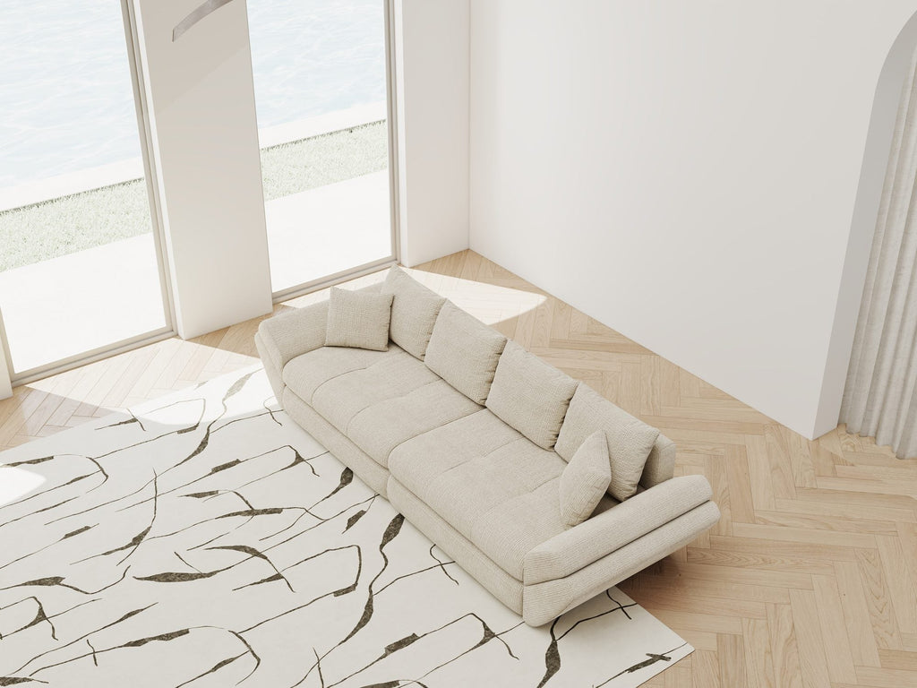 Canapea extensibilă dumonde cu ladă de depozitare si sezut confortabil din spuma high-density, Loana Cremona Gri deschis 300x100 cm