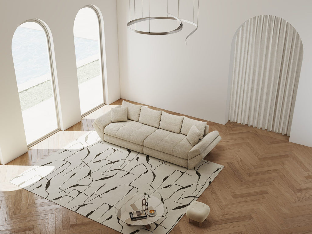 Canapea extensibilă dumonde cu ladă de depozitare si sezut confortabil din spuma high-density, Loana Cremona Gri deschis 300x100 cm
