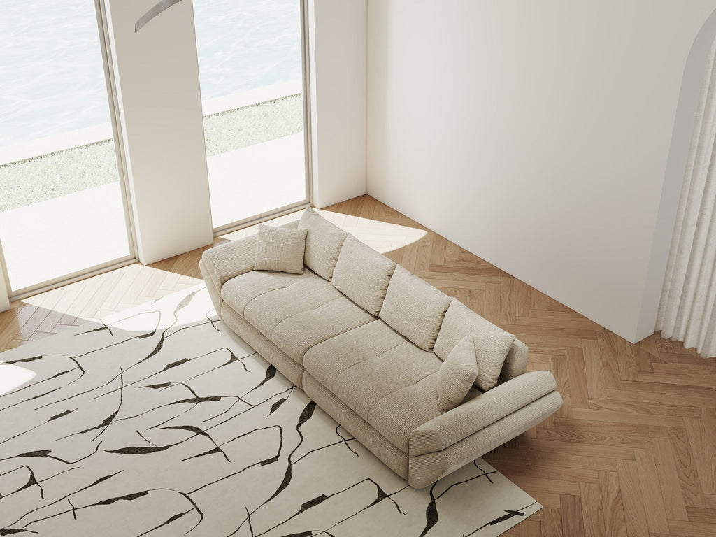 Canapea extensibilă dumonde cu ladă de depozitare si sezut confortabil din spuma high-density, Loana Cremona Gri deschis 300x100 cm