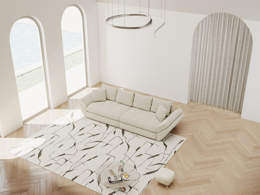 Canapea extensibilă dumonde cu ladă de depozitare si sezut confortabil din spuma high-density, Loana Cremona Gri deschis 300x100 cm