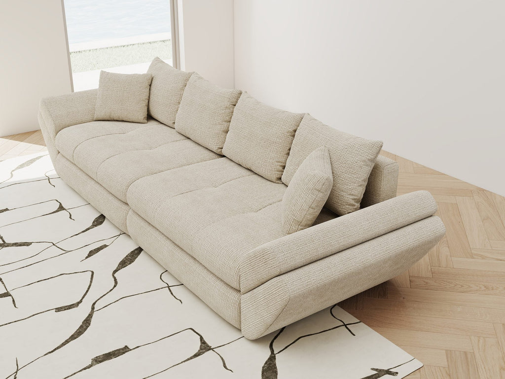 Canapea extensibilă dumonde cu ladă de depozitare si sezut confortabil din spuma high-density, Loana Cremona Gri deschis 300x100 cm