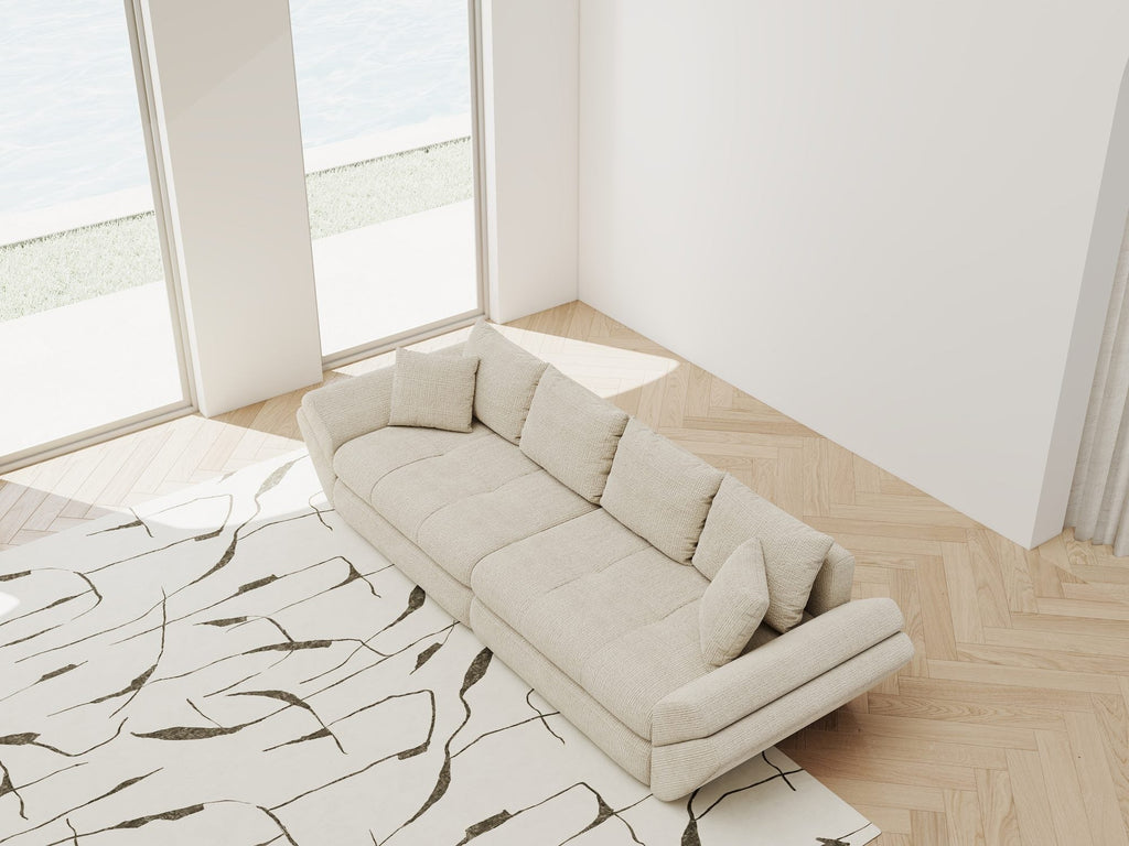 Canapea extensibilă dumonde cu ladă de depozitare si sezut confortabil din spuma high-density, Loana Cremona Gri deschis 300x100 cm