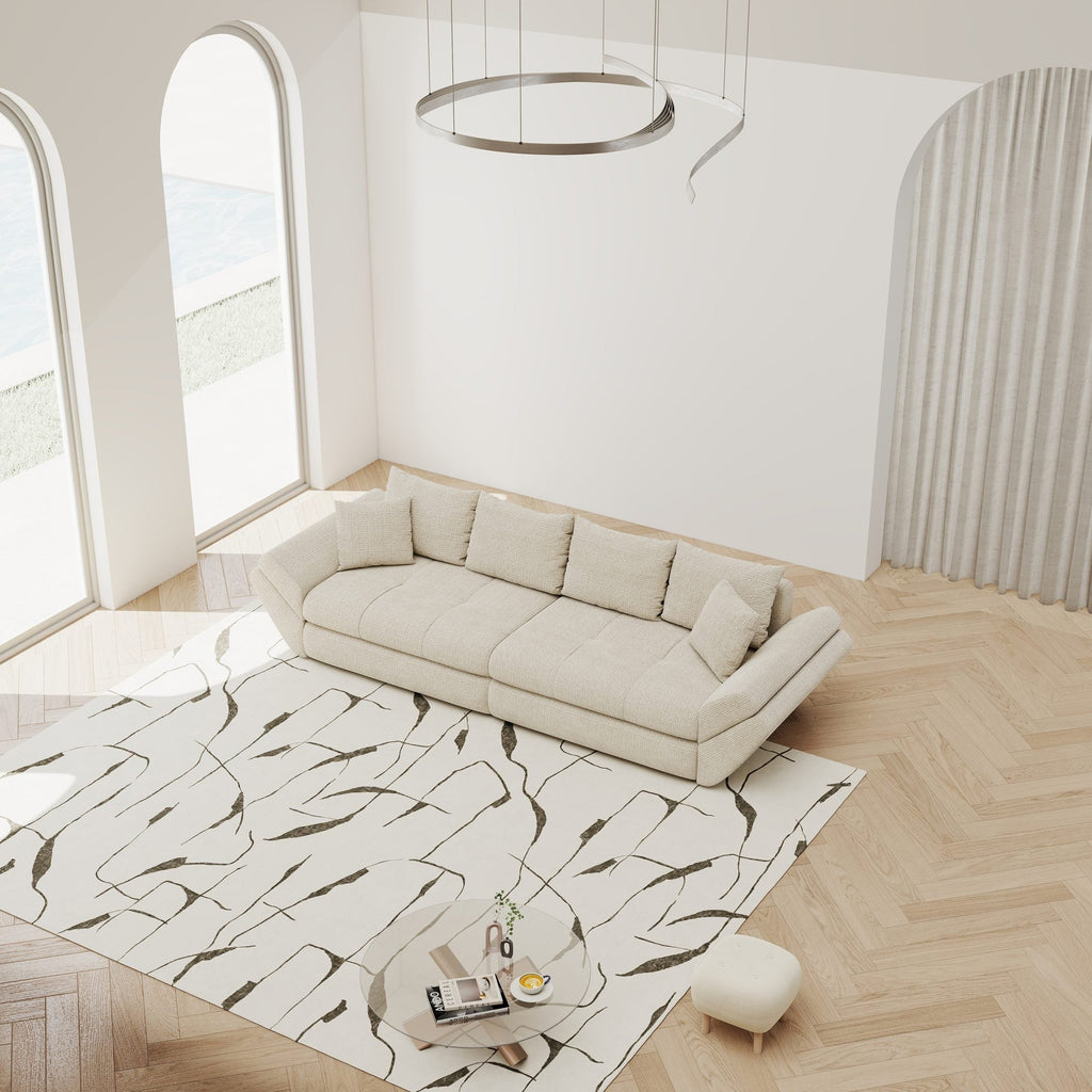 Canapea extensibilă dumonde cu ladă de depozitare si sezut confortabil din spuma high-density, Loana Cremona Gri deschis 300x100 cm