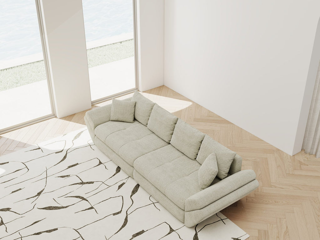 Canapea extensibilă dumonde cu ladă de depozitare si sezut confortabil din spuma high-density, Loana Cremona Bej 300x100 cm