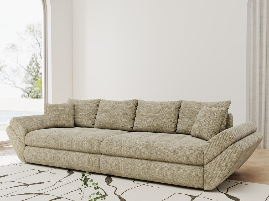 Canapea extensibilă dumonde cu ladă de depozitare si sezut confortabil din spuma high-density, Loana Cremona Bej 300x100 cm
