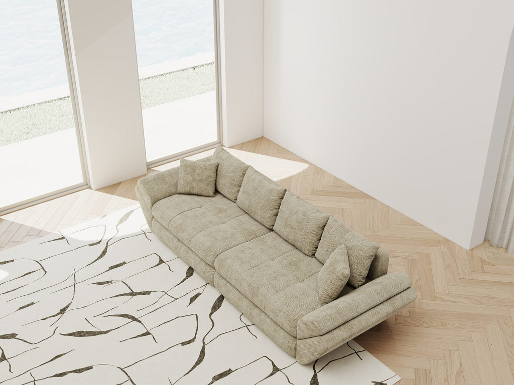 Canapea extensibilă dumonde cu ladă de depozitare si sezut confortabil din spuma high-density, Loana Cremona Bej 300x100 cm