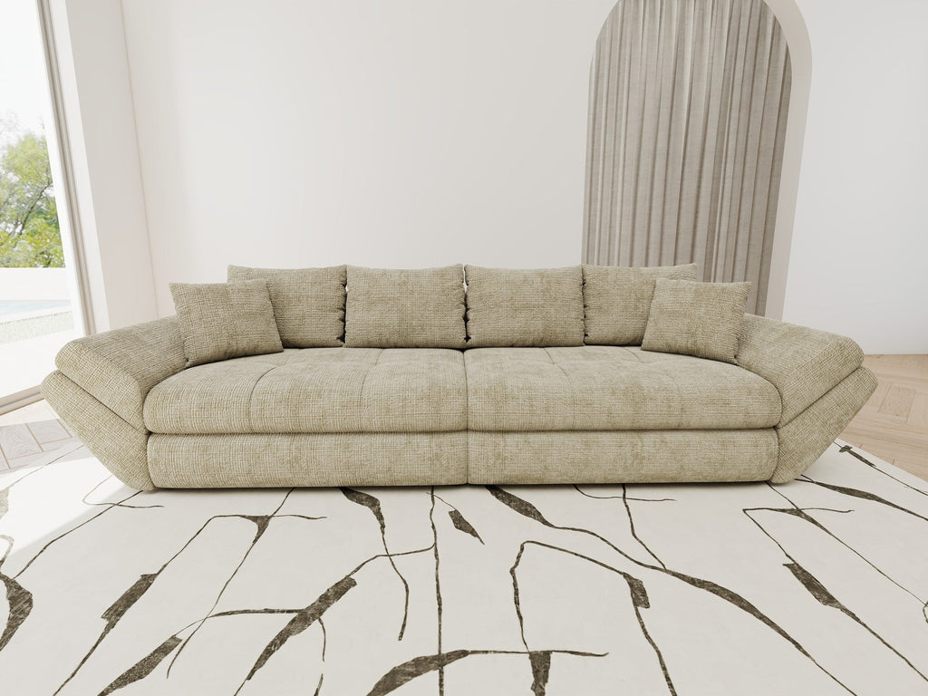 Canapea extensibilă dumonde cu ladă de depozitare si sezut confortabil din spuma high-density, Loana Cremona Bej 300x100 cm