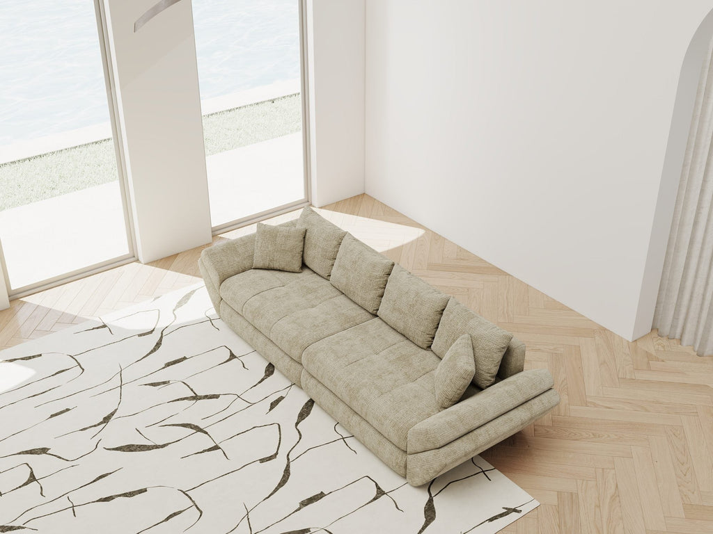 Canapea extensibilă dumonde cu ladă de depozitare si sezut confortabil din spuma high-density, Loana Cremona Bej 300x100 cm