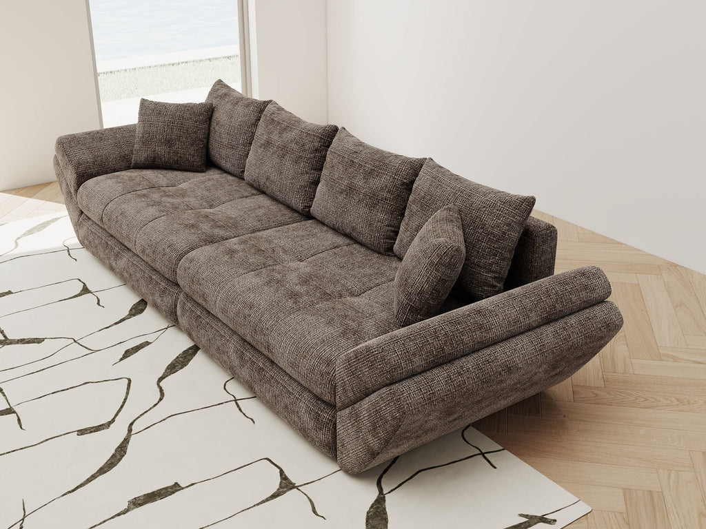 Canapea extensibilă dumonde cu ladă de depozitare si sezut confortabil din spuma high-density, Loana Cremona Maro-bej 300x100 cm