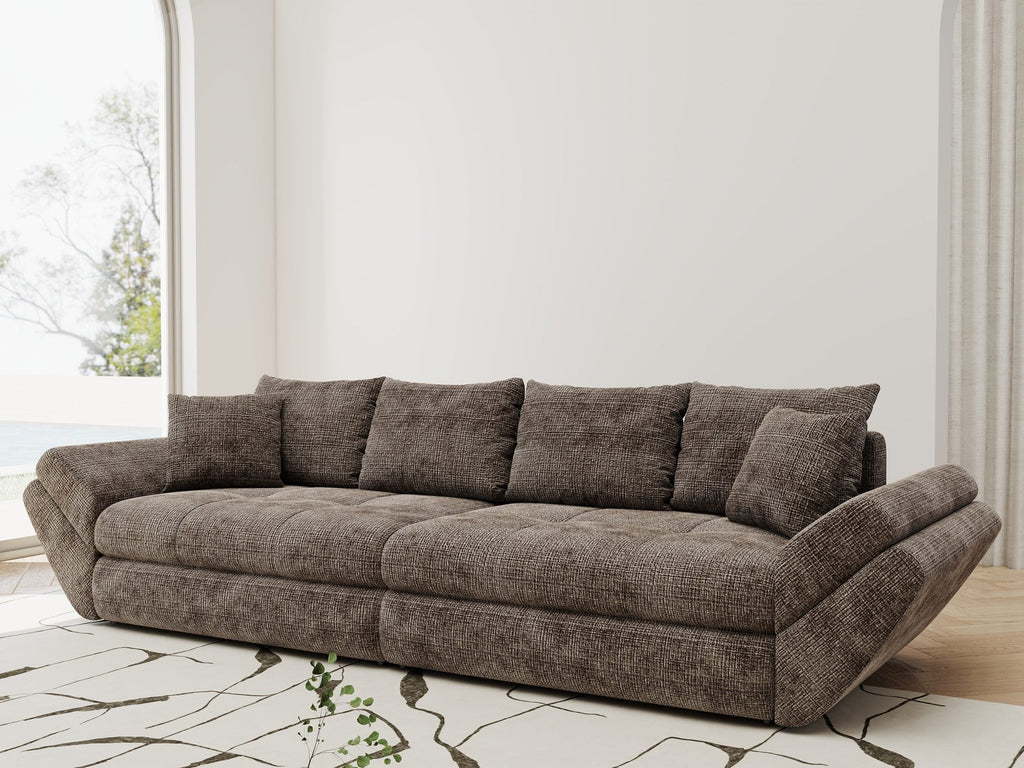 Canapea extensibilă dumonde cu ladă de depozitare si sezut confortabil din spuma high-density, Loana Cremona Maro-bej 300x100 cm