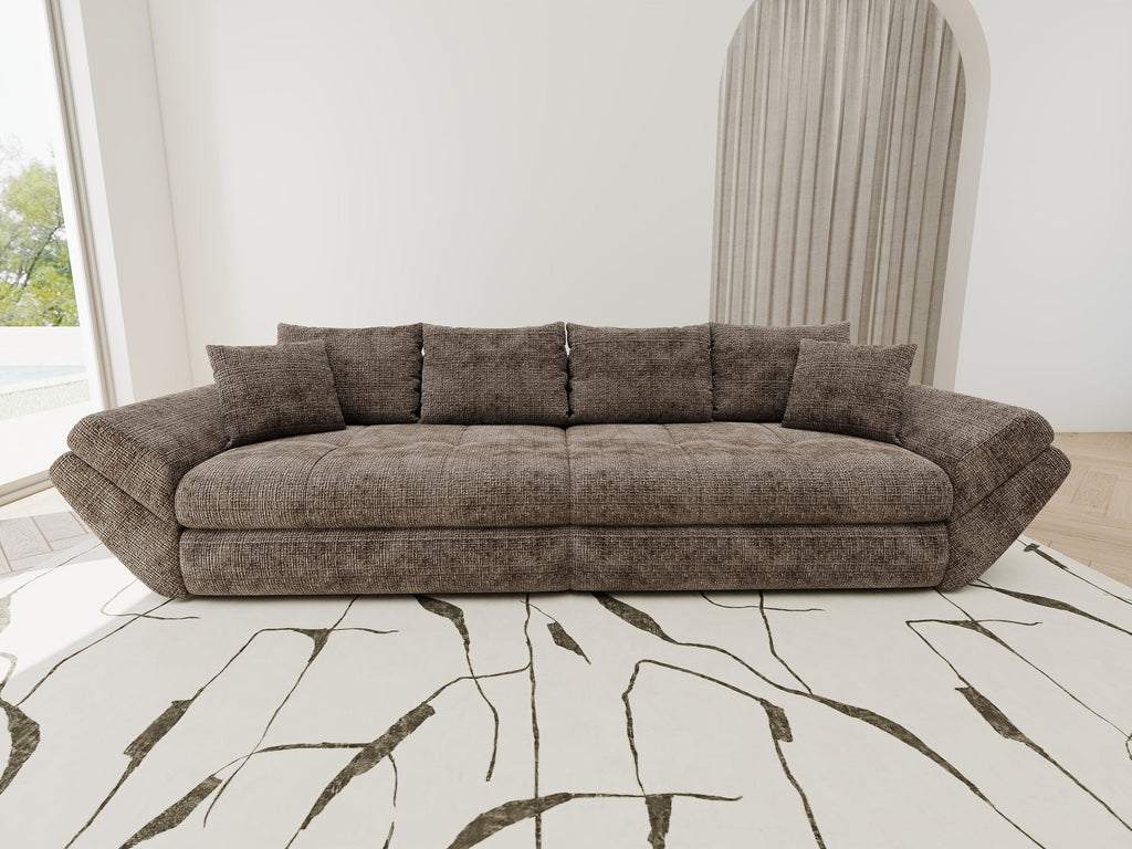 Canapea extensibilă dumonde cu ladă de depozitare si sezut confortabil din spuma high-density, Loana Cremona Maro-bej 300x100 cm