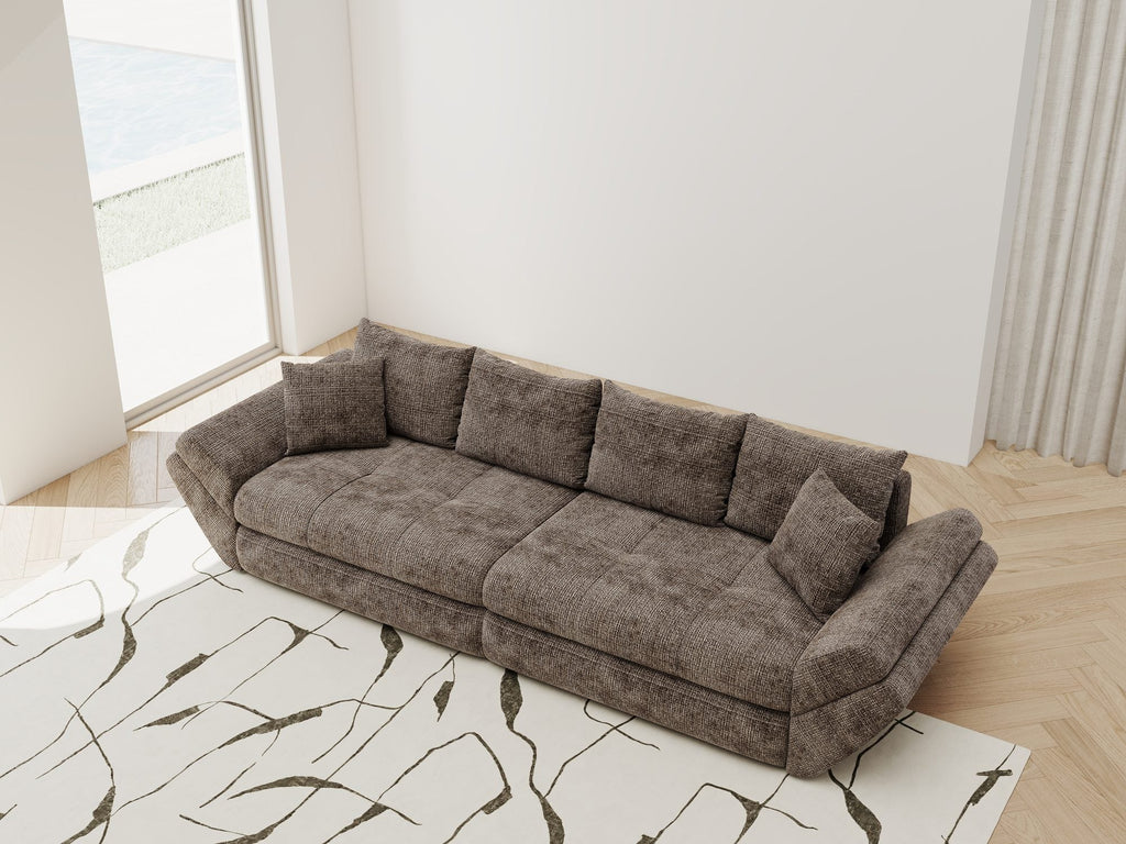 Canapea extensibilă dumonde cu ladă de depozitare si sezut confortabil din spuma high-density, Loana Cremona Maro-bej 300x100 cm