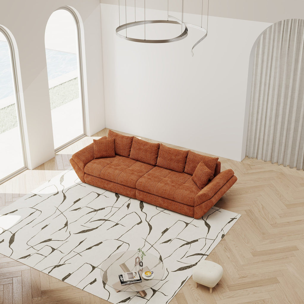 Canapea extensibilă dumonde cu ladă de depozitare si sezut confortabil din spuma high-density, Loana Cremona Teracota 300x100 cm