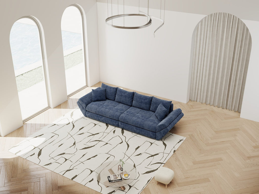 Canapea extensibilă dumonde cu ladă de depozitare si sezut confortabil din spuma high-density, Loana Cremona Albastru 300x100 cm