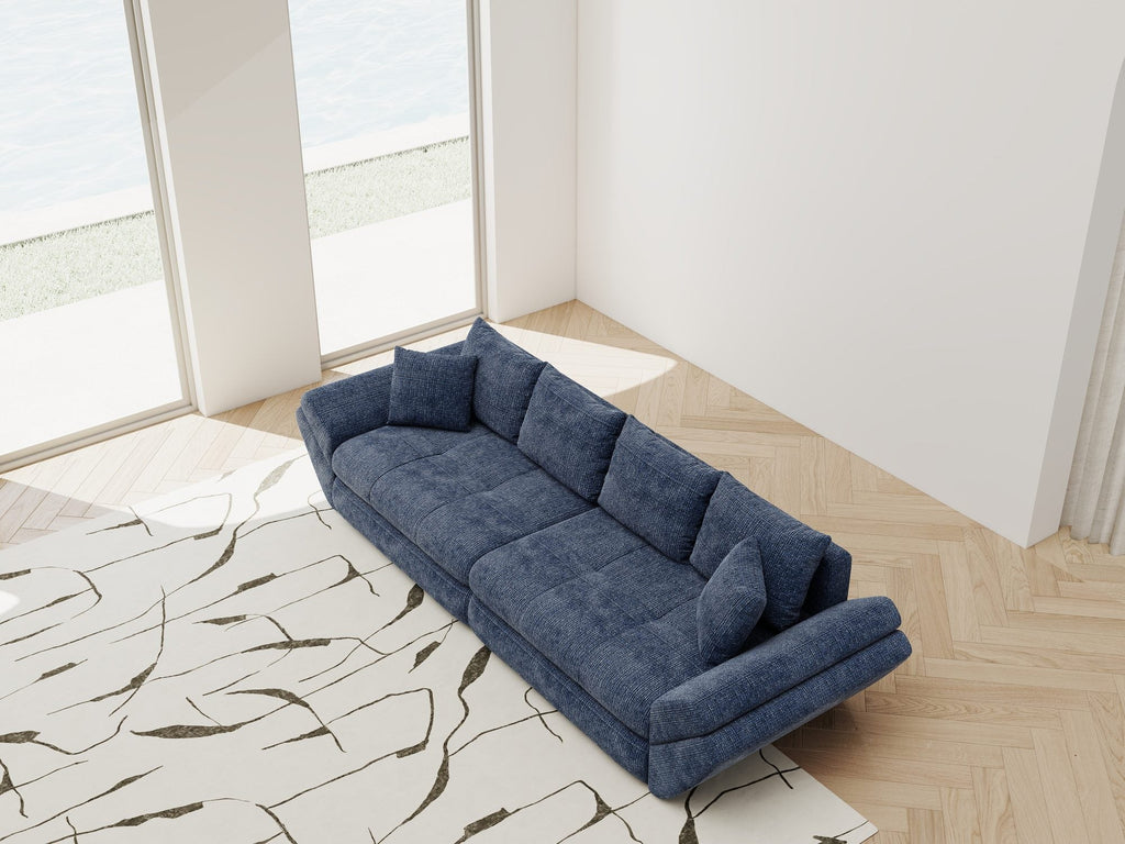 Canapea extensibilă dumonde cu ladă de depozitare si sezut confortabil din spuma high-density, Loana Cremona Albastru 300x100 cm