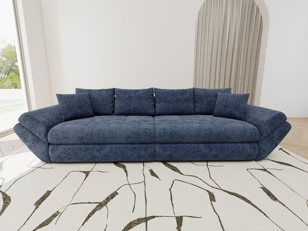 Canapea extensibilă dumonde cu ladă de depozitare si sezut confortabil din spuma high-density, Loana Cremona Albastru 300x100 cm