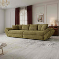 Canapea extensibilă dumonde cu ladă de depozitare si sezut confortabil din spuma high-density, Loana Cremona Olive 300x100 cm