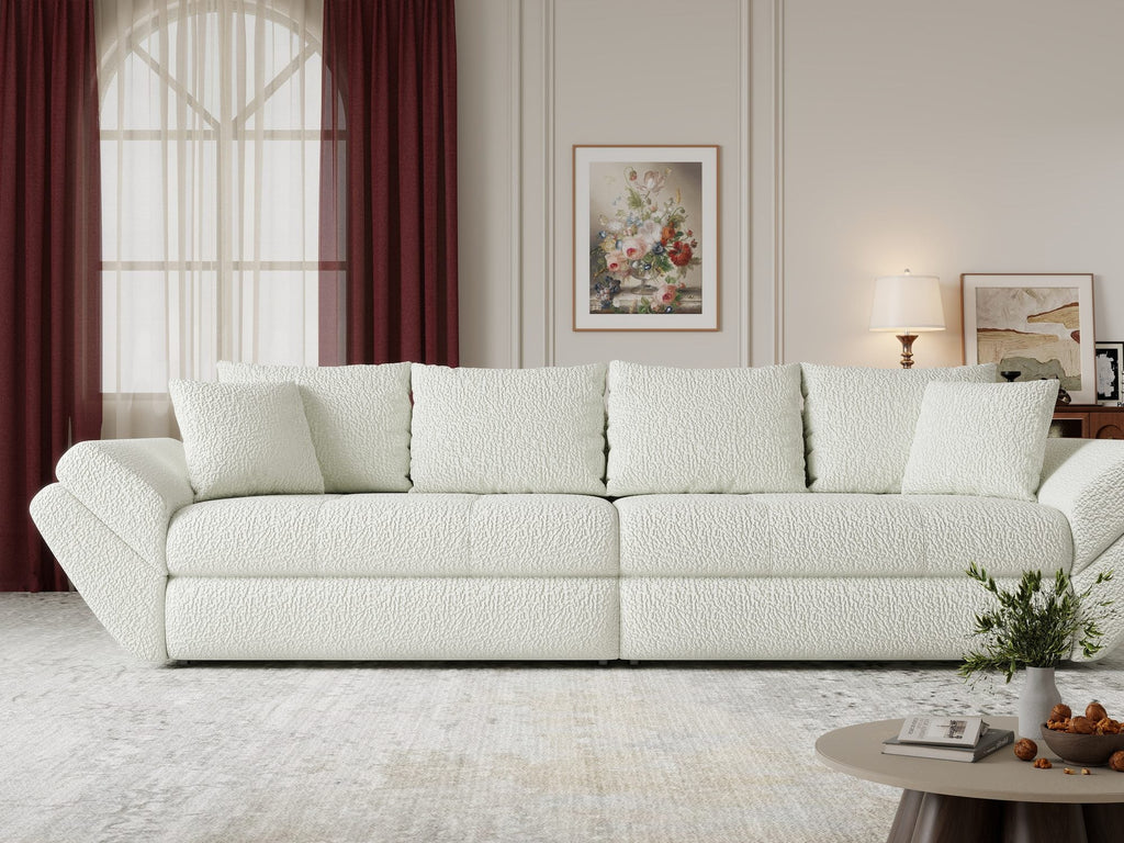 Canapea extensibilă dumonde cu ladă de depozitare si sezut confortabil din spuma high-density, Loana Jaguar Ivory 300x100 cm