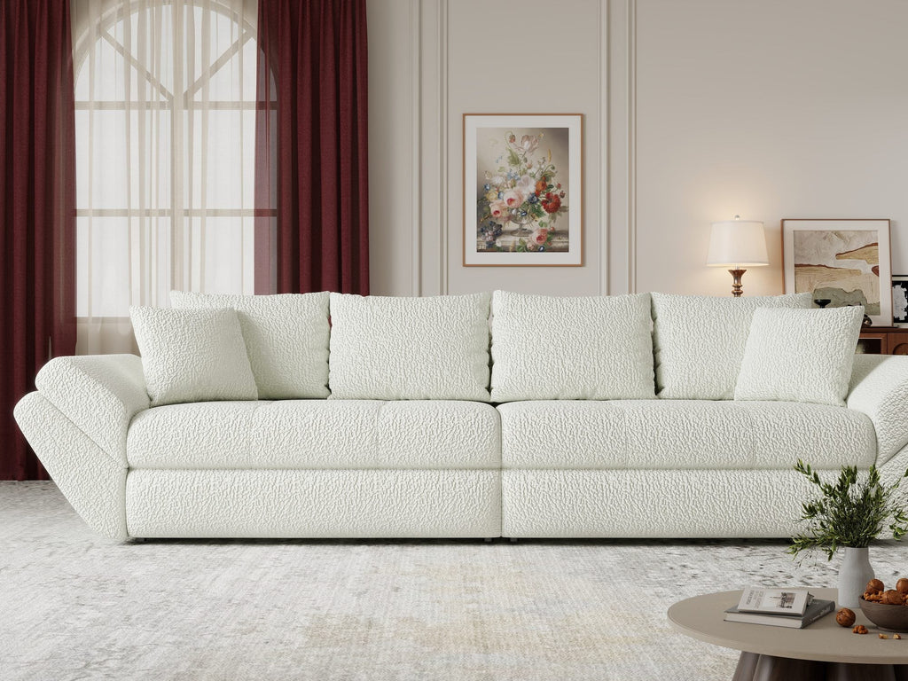 Canapea extensibilă dumonde cu ladă de depozitare si sezut confortabil din spuma high-density, Loana Jaguar Ivory 300x100 cm