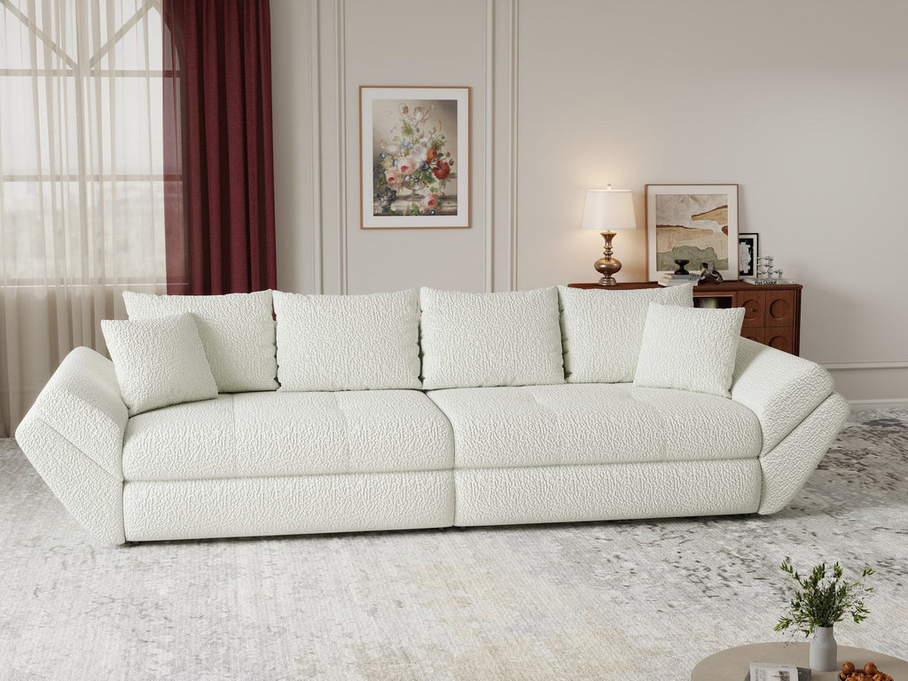Canapea extensibilă dumonde cu ladă de depozitare si sezut confortabil din spuma high-density, Loana Jaguar Ivory 300x100 cm