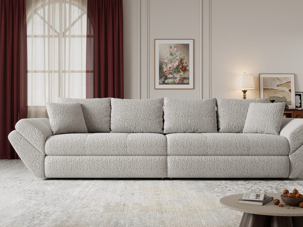 Canapea extensibilă dumonde cu ladă de depozitare si sezut confortabil din spuma high-density, Loana Jaguar Gri 300x100 cm