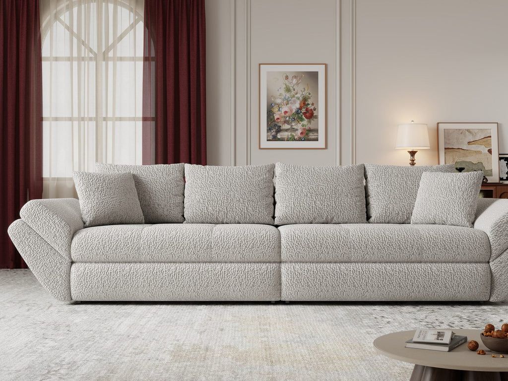 Canapea extensibilă dumonde cu ladă de depozitare si sezut confortabil din spuma high-density, Loana Jaguar Gri 300x100 cm