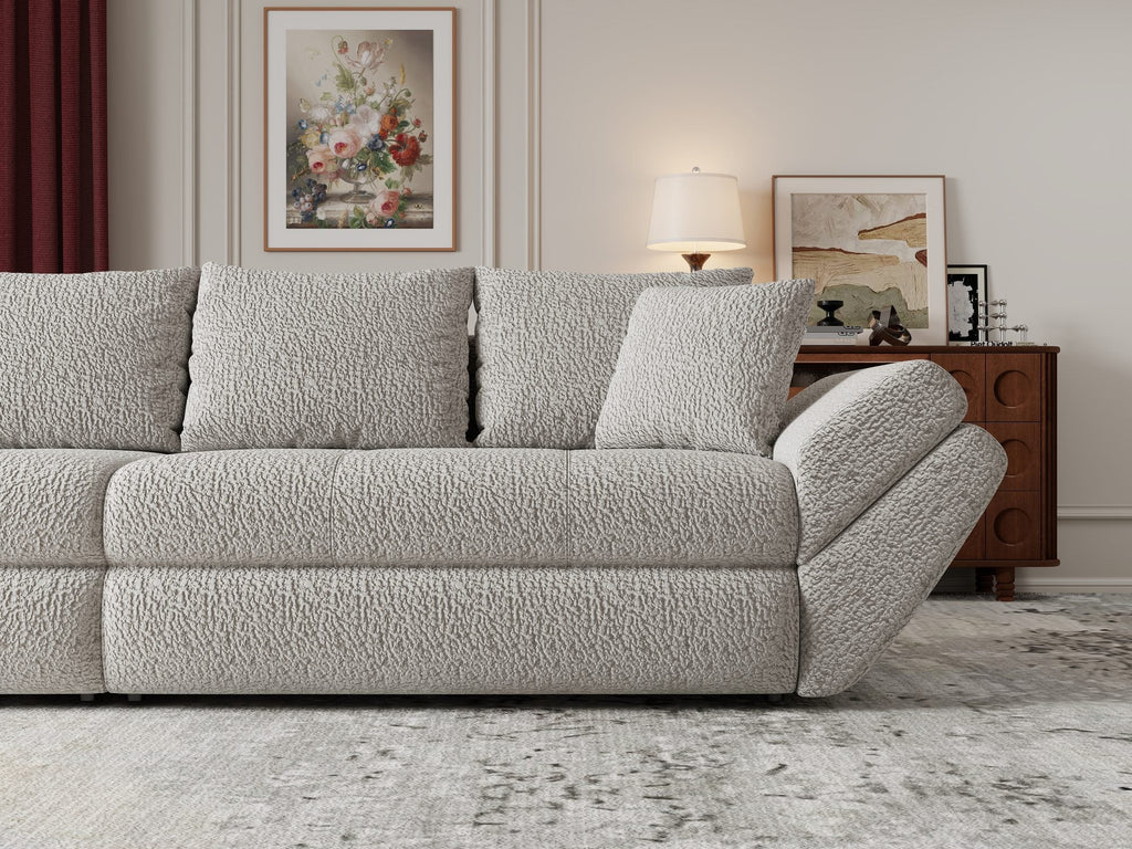 Canapea extensibilă dumonde cu ladă de depozitare si sezut confortabil din spuma high-density, Loana Jaguar Gri 300x100 cm