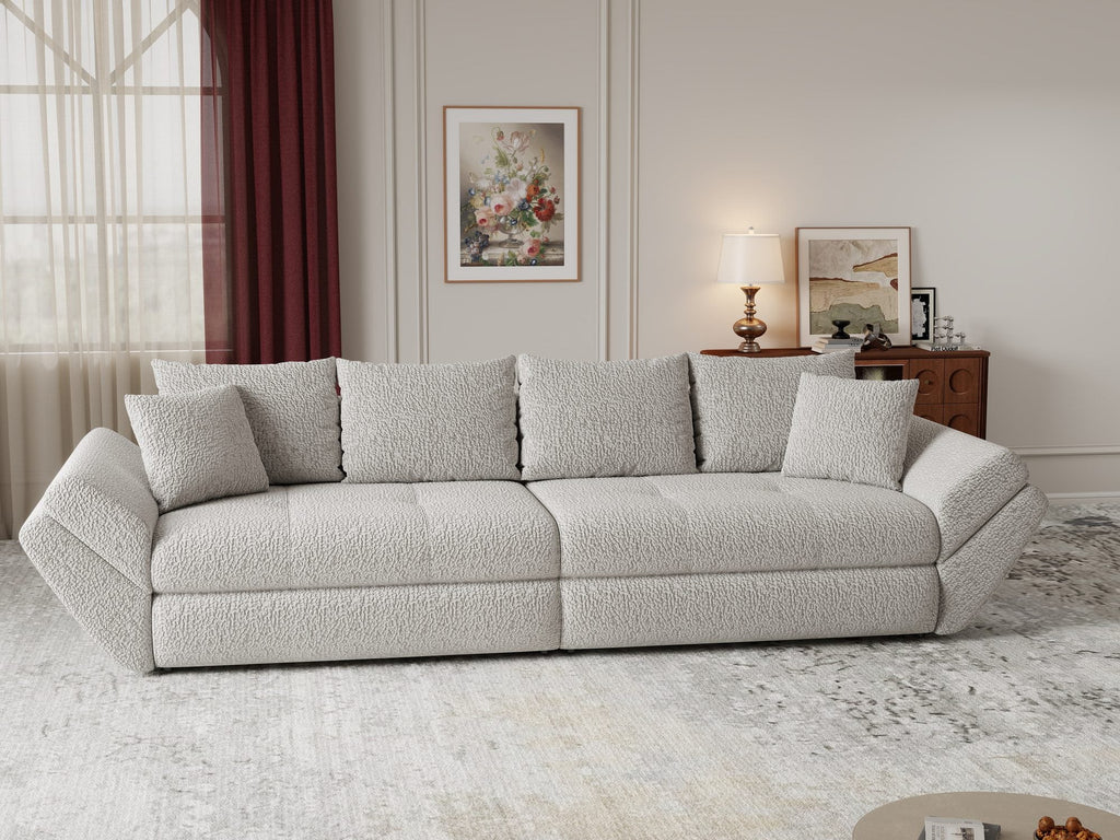 Canapea extensibilă dumonde cu ladă de depozitare si sezut confortabil din spuma high-density, Loana Jaguar Gri 300x100 cm