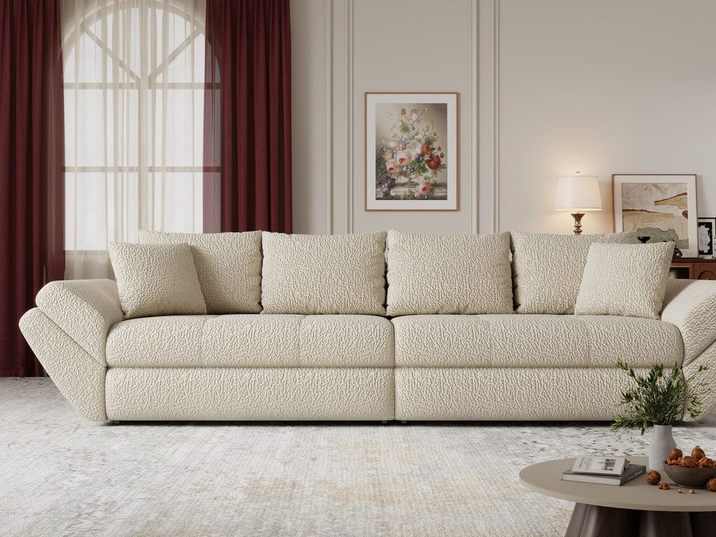 Canapea extensibilă dumonde cu ladă de depozitare si sezut confortabil din spuma high-density, Loana Jaguar Bej 300x100 cm