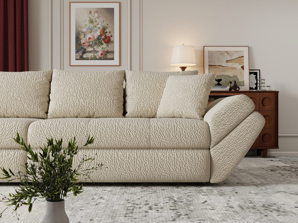 Canapea extensibilă dumonde cu ladă de depozitare si sezut confortabil din spuma high-density, Loana Jaguar Bej 300x100 cm