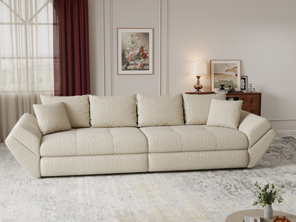 Canapea extensibilă dumonde cu ladă de depozitare si sezut confortabil din spuma high-density, Loana Jaguar Bej 300x100 cm