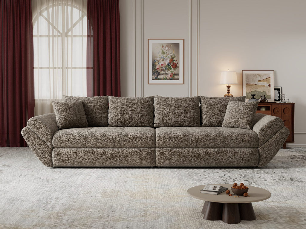 Canapea extensibilă dumonde cu ladă de depozitare si sezut confortabil din spuma high-density, Loana Jaguar Maro cappuccino 300x100 cm