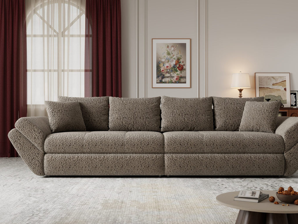 Canapea extensibilă dumonde cu ladă de depozitare si sezut confortabil din spuma high-density, Loana Jaguar Maro cappuccino 300x100 cm