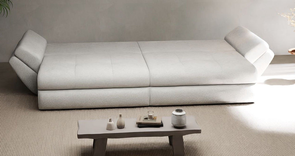 Canapea extensibilă dumonde cu ladă de depozitare si sezut confortabil din spuma high-density, Loana Monolith Rosu 300x100 cm