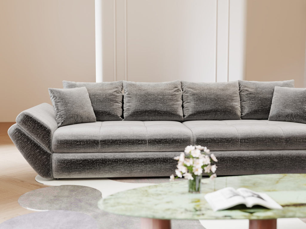 Canapea extensibilă dumonde cu ladă de depozitare si sezut confortabil din spuma high-density, Loana Monolith Gri 300x100 cm
