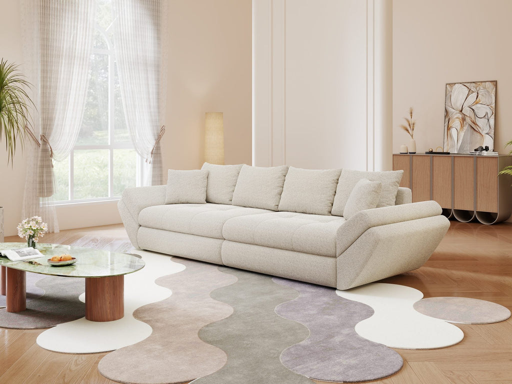 Canapea extensibilă dumonde cu ladă de depozitare si sezut confortabil din spuma high-density, Loana Monte Bej 300x100 cm