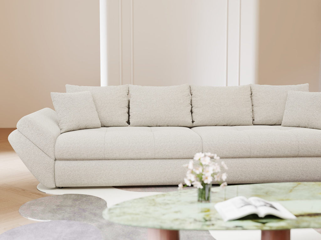 Canapea extensibilă dumonde cu ladă de depozitare si sezut confortabil din spuma high-density, Loana Monte Bej 300x100 cm