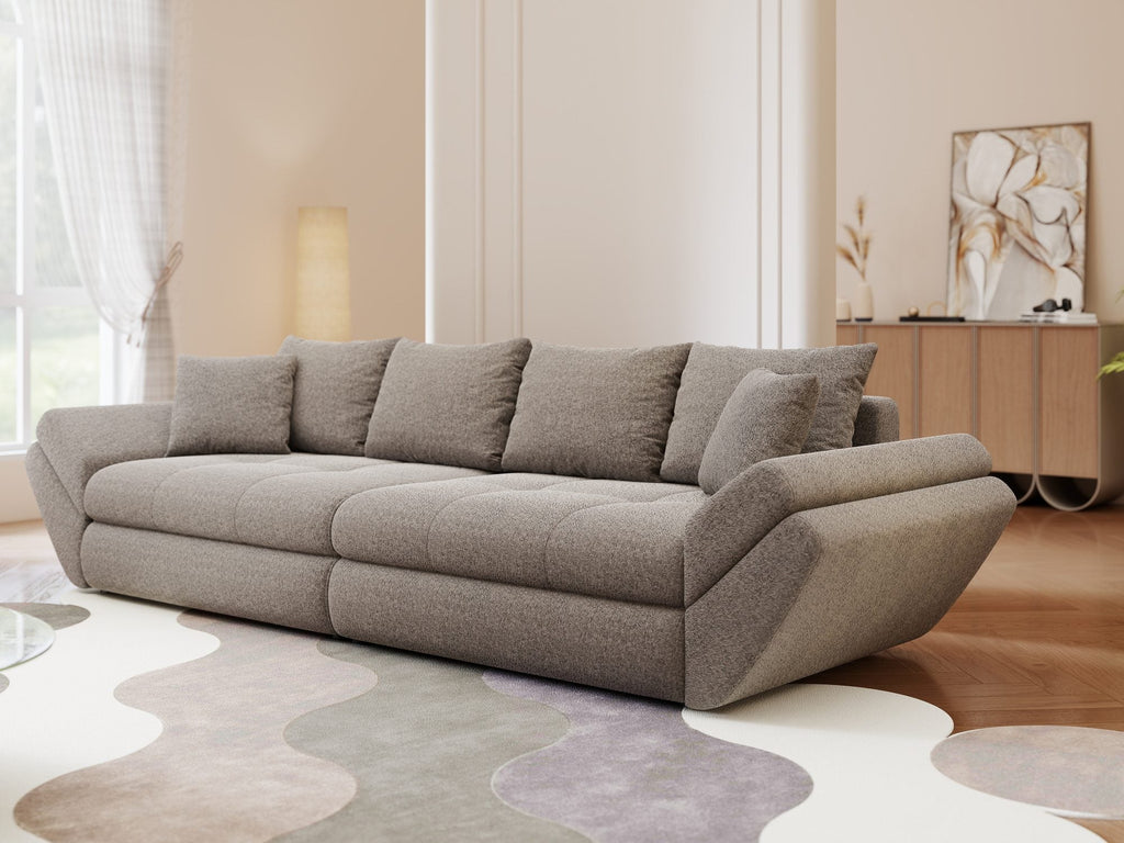 Canapea extensibilă dumonde cu ladă de depozitare si sezut confortabil din spuma high-density, Loana Monte Gri 300x100 cm