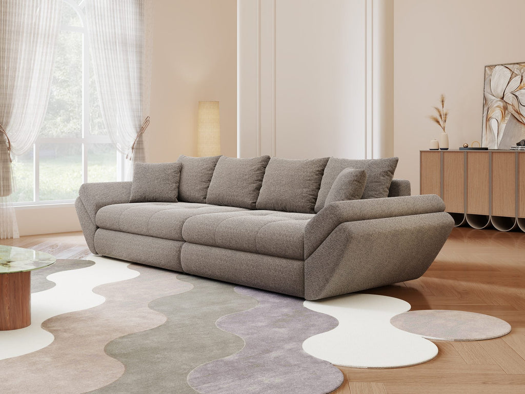 Canapea extensibilă dumonde cu ladă de depozitare si sezut confortabil din spuma high-density, Loana Monte Gri 300x100 cm