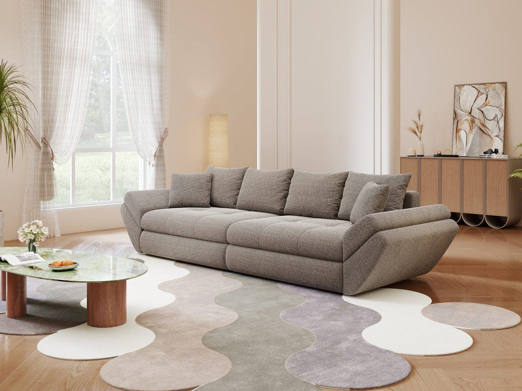 Canapea extensibilă dumonde cu ladă de depozitare si sezut confortabil din spuma high-density, Loana Monte Gri 300x100 cm