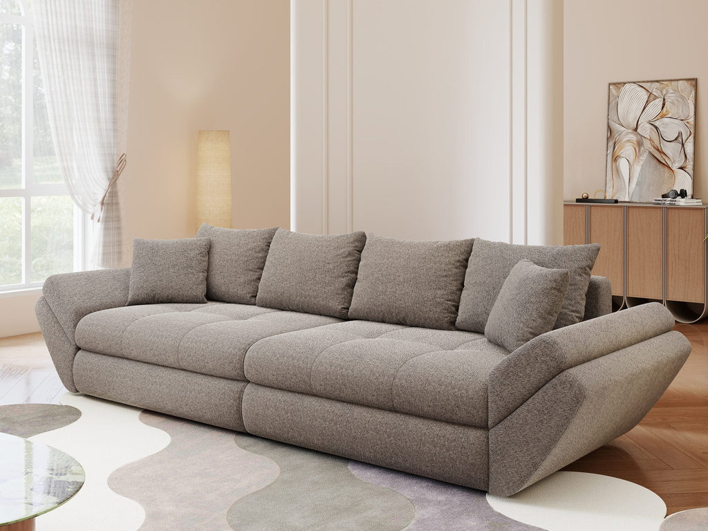 Canapea extensibilă dumonde cu ladă de depozitare si sezut confortabil din spuma high-density, Loana Monte Gri 300x100 cm