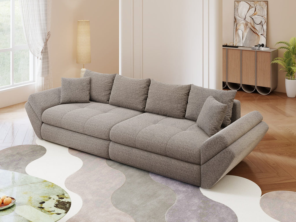 Canapea extensibilă dumonde cu ladă de depozitare si sezut confortabil din spuma high-density, Loana Monte Gri 300x100 cm