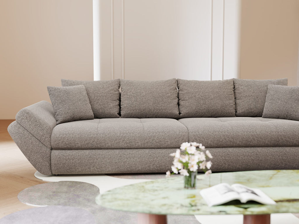 Canapea extensibilă dumonde cu ladă de depozitare si sezut confortabil din spuma high-density, Loana Monte Gri 300x100 cm