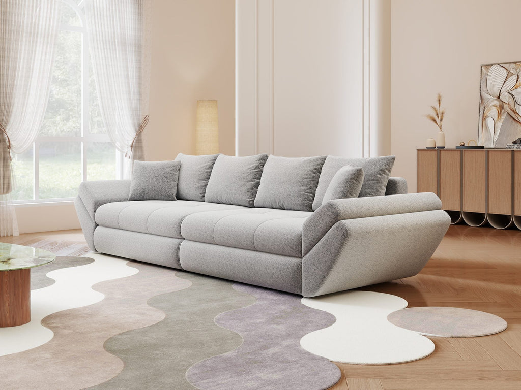 Canapea extensibilă dumonde cu ladă de depozitare si sezut confortabil din spuma high-density, Loana Monte Gri 300x100 cm