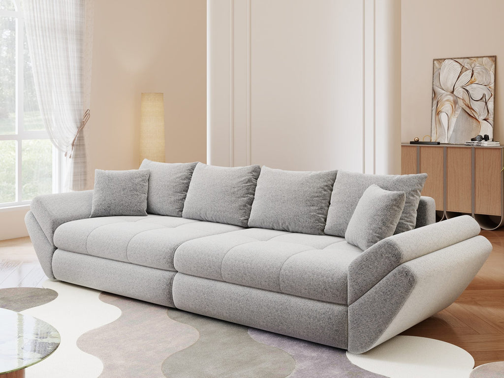 Canapea extensibilă dumonde cu ladă de depozitare si sezut confortabil din spuma high-density, Loana Monte Gri 300x100 cm