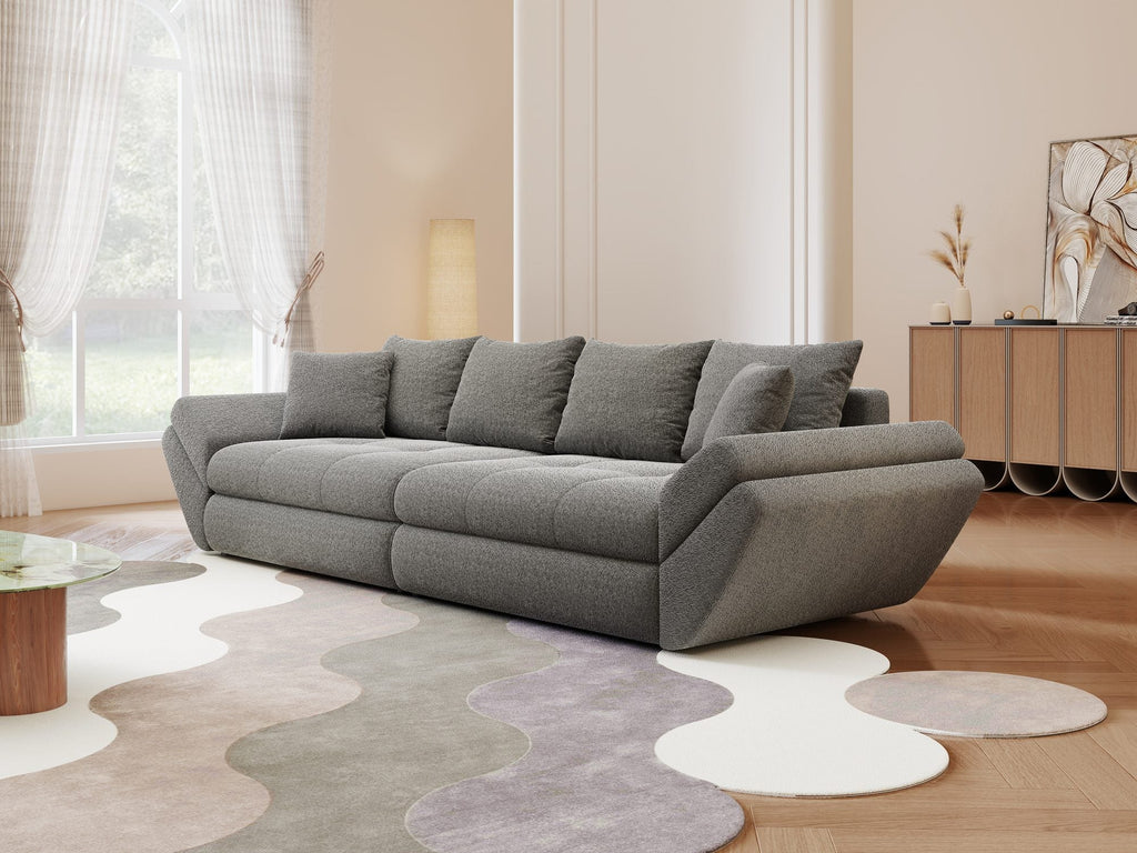 Canapea extensibilă dumonde cu ladă de depozitare si sezut confortabil din spuma high-density, Loana Monte Gri 300x100 cm