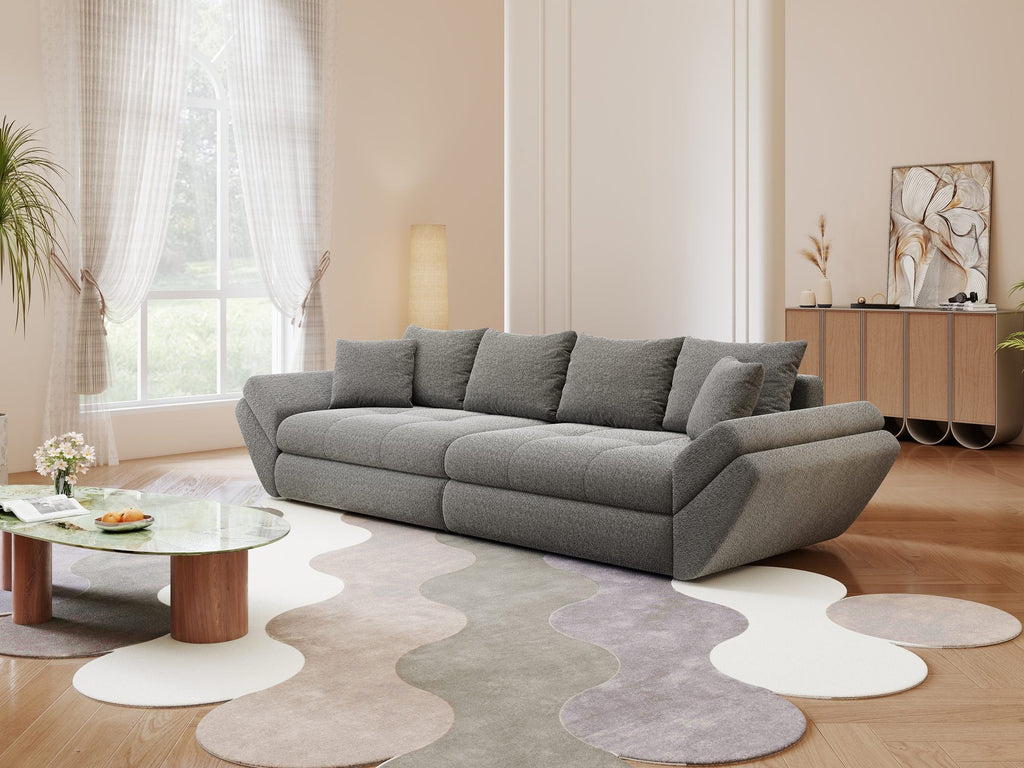 Canapea extensibilă dumonde cu ladă de depozitare si sezut confortabil din spuma high-density, Loana Monte Gri 300x100 cm