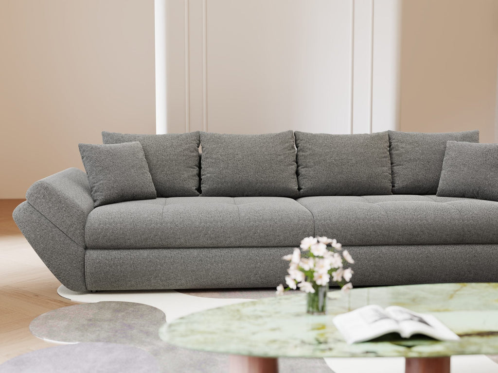 Canapea extensibilă dumonde cu ladă de depozitare si sezut confortabil din spuma high-density, Loana Monte Gri 300x100 cm