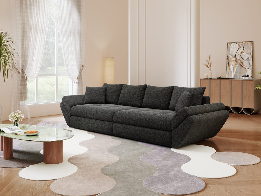 Canapea extensibilă dumonde cu ladă de depozitare si sezut confortabil din spuma high-density, Loana Monte Negru 300x100 cm
